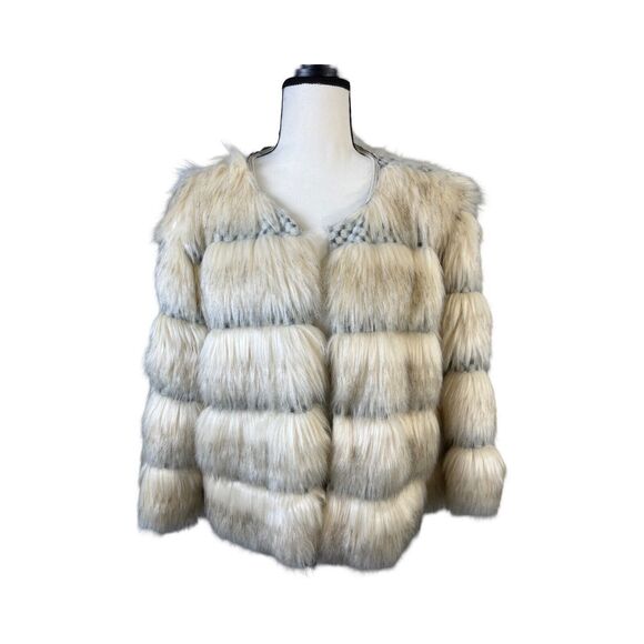 Champagne Faux Fur Jacket Large, Mobwife, Classy, JLO, OldMoney, Fall - Picture 1 of 9